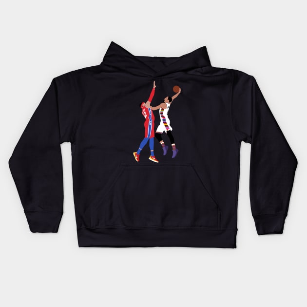 Spencer Dinwiddie Dunk on Tobias Harris Kids Hoodie by xRatTrapTeesx